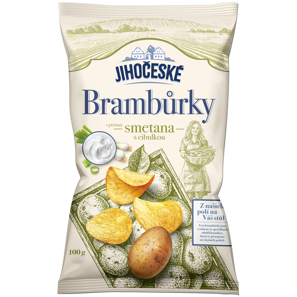 Jihočeské brambůrky - s příchutí smetana s cibulkou